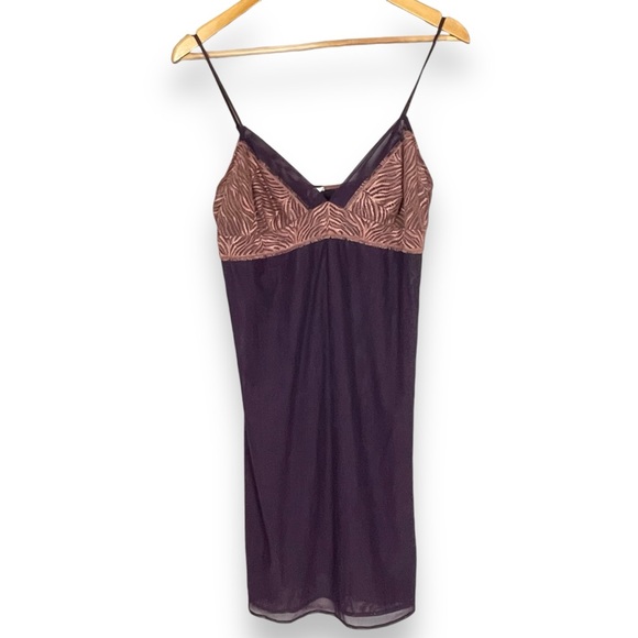 Calvin Klein Sleepwear Negligee Nightie Sheer Wine Purple Lace Straps Size Large - Picture 1 of 11